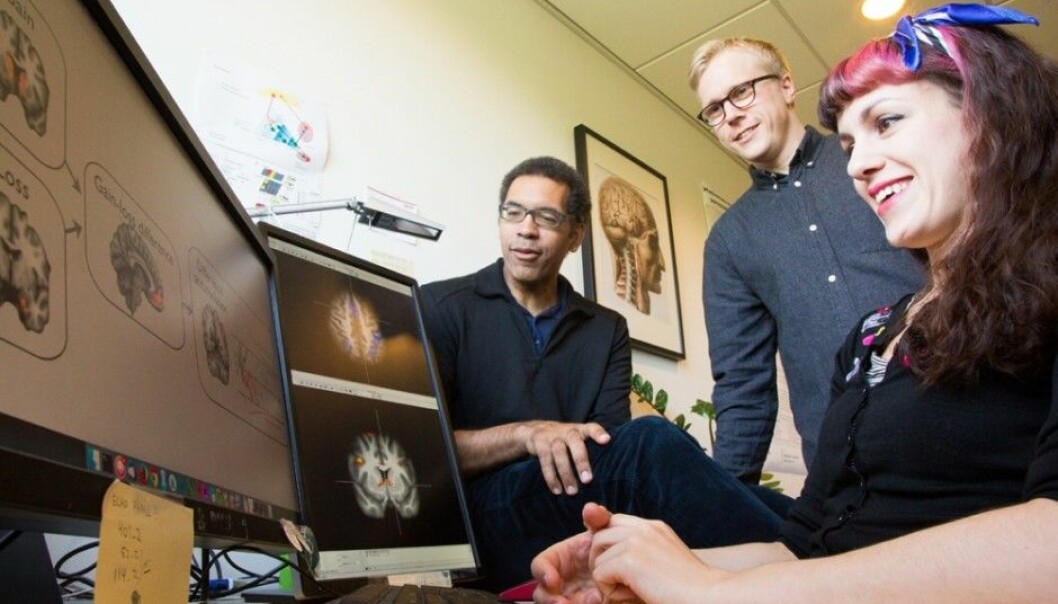 A University of Oslo research team is using brain imaging techniques to understand how the brain works when patients are on ADHD medications versus when they receive a placebo. Pictured from left are Guido Biele, Mads Lund Pedersen and Athanasia Monika Mowinckel.