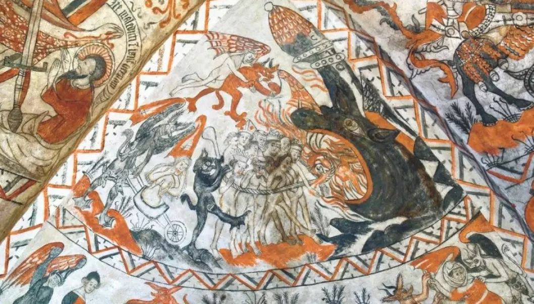 During the Middle Ages, people had a clear vision of what Hell was like. The Church helped fuel these fears of what could happen to you in the afterlife. This picture was painted on the wall of a church in Denmark during the 1400s. (Photo: Hideko Bondesen, CC BY-SA 2.5)