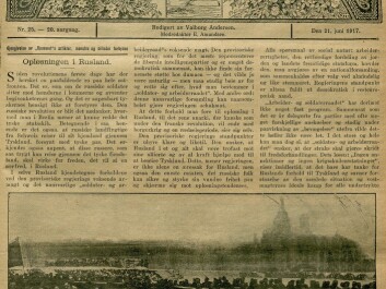 The front page from Hjemmet on 21 June 1917 contained news of the Russian Revolution. The weekly opined that the provisional government was “fully democratic in the spirit of western Europe.” (Photo: National Library) The front page from Hjemmet on 21 June 1917 contained news of the Russian Revolution. The weekly opined that the provisional government was “fully democratic in the spirit of western Europe.” (Photo: National Library)