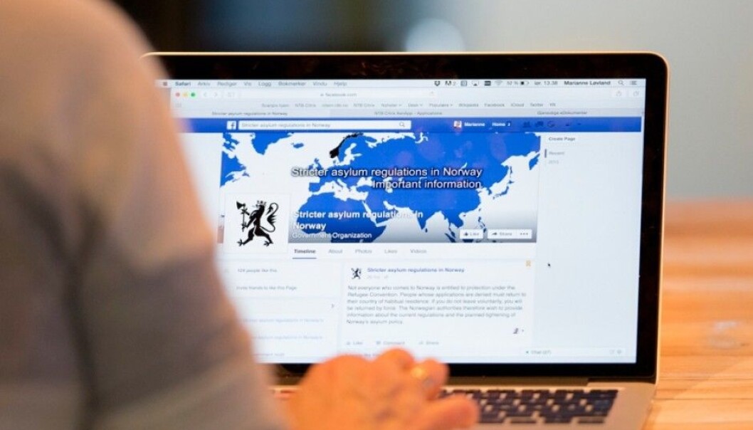 The social media campaign "Stronger asylum regulations in Norway" reached 11.5 million people. It also reached many in the target group, chiefly men from Afghanistan, Eritrea and Ethiopia. But no one yet knows if it helped slow the flow of asylum seekers. (Photo: Torstein Bøe / NTB scanpix) The social media campaign "Stronger asylum regulations in Norway" reached 11.5 million people. It also reached many in the target group, chiefly men from Afghanistan, Eritrea and Ethiopia. But no one yet knows if it helped slow the flow of asylum seekers. (Photo: Torstein Bøe / NTB scanpix)