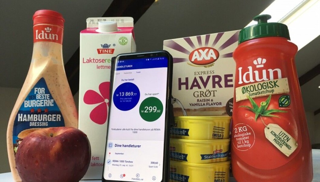More Norwegians have downloaded supermarket apps this year than in 2016. Many have had qualms about doing so because they figure their purchase history will be exploited commercially. The photo is of the “Æ” app of the supermarket chain Rema 1000. (Photo: Anne Lise Stranden/forskning.no) More Norwegians have downloaded supermarket apps this year than in 2016. Many have had qualms about doing so because they figure their purchase history will be exploited commercially. The photo is of the “Æ” app of the supermarket chain Rema 1000. (Photo: Anne Lise Stranden/forskning.no)