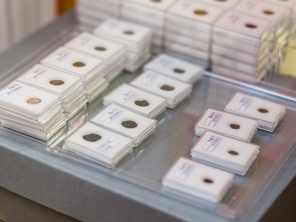 Bracteates were minted in Norway for hundreds of years. The silver content dipped below 20 per cent at times. NTNU has a significant collection stored behind heavy, armoured doors. (Photo: Julie Gloppe Solem, NTNU)