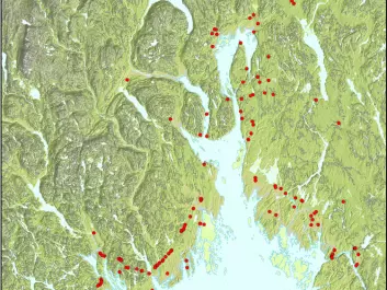 The map shows Stone Age settlements in the Oslo fjord region. (Image: Solheim, Persson: Early and mid-Holocene coastal settlement and demography in southeastern Norway: Comparing distribution of radiocarbon dates and shoreline-dated sites, 8500-2000 cal. BCE)