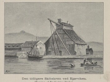 A historic drawing of Brinch's crane from 1893. (Picture: the National Library of Norway) A historic drawing of Brinch's crane from 1893. (Picture: the National Library of Norway)