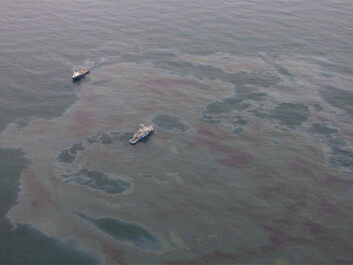 An aerial photo from an oil spill containment drill shows an oil slick from low altitude. (Photo: The Norwegian Coastal Administration/NOFO/Sundt Air) An aerial photo from an oil spill containment drill shows an oil slick from low altitude. (Photo: The Norwegian Coastal Administration/NOFO/Sundt Air)