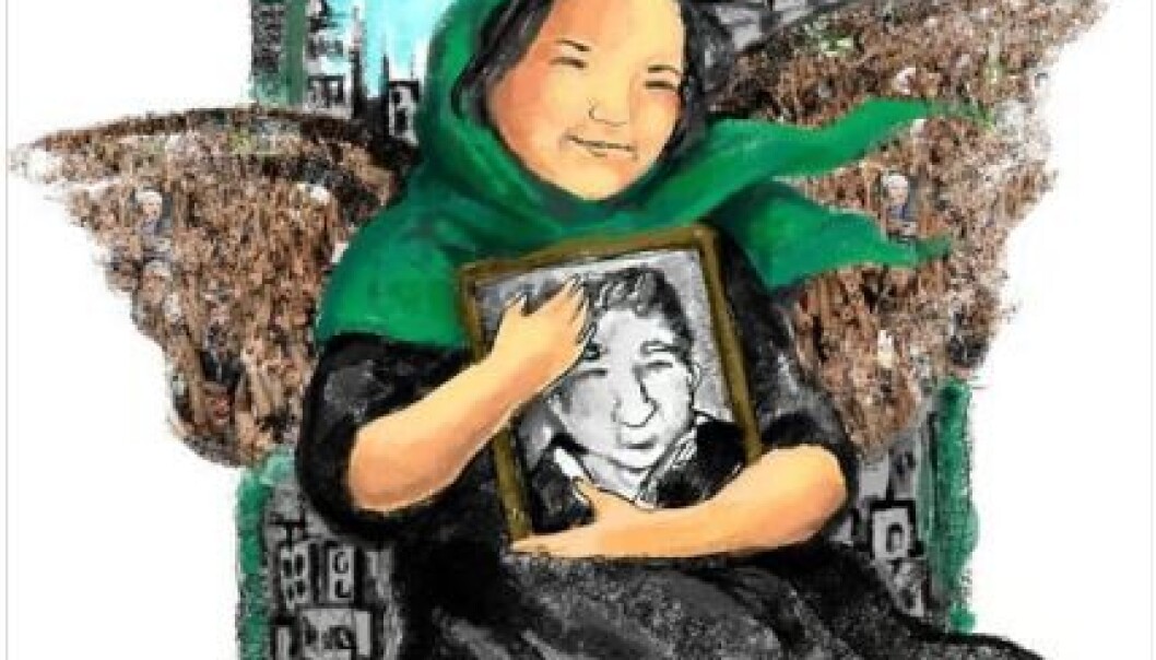 The human rights activist Haleh Sahabi is depicted as a martyr. The drawing is used as a profile photo on the Facebook group “We are All Haleh Sahabi”. The human rights activist Haleh Sahabi is depicted as a martyr. The drawing is used as a profile photo on the Facebook group “We are All Haleh Sahabi”.
