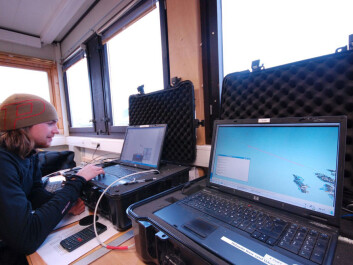 Ground control during a flight of the CryoWing drone at Framstredet, between Greenland and Svalbard. (Photo: NORUT) Ground control during a flight of the CryoWing drone at Framstredet, between Greenland and Svalbard. (Photo: NORUT)