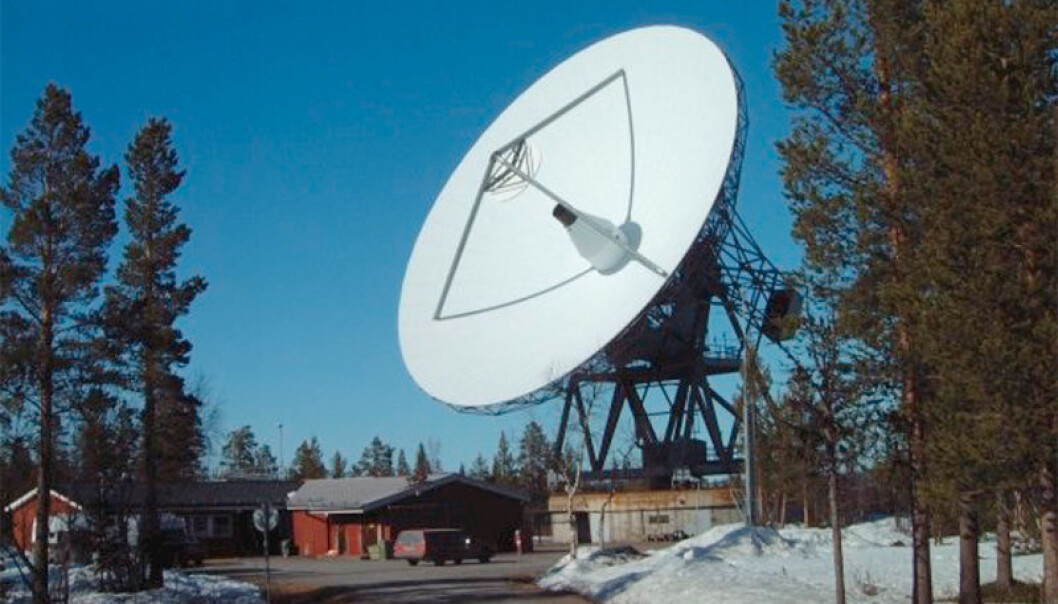 The EISCAT facility at Ramfjordmoen, ten kilometres east of Tromsø, is one of four such stations that have been in operation for about 30 years. The three others are at Longyearbyen on Svalbard, Kiruna in North Sweden and Sodankylä in North Finland. (Photo: Tony van Eyken, EISCAT) The EISCAT facility at Ramfjordmoen, ten kilometres east of Tromsø, is one of four such stations that have been in operation for about 30 years. The three others are at Longyearbyen on Svalbard, Kiruna in North Sweden and Sodankylä in North Finland. (Photo: Tony van Eyken, EISCAT)