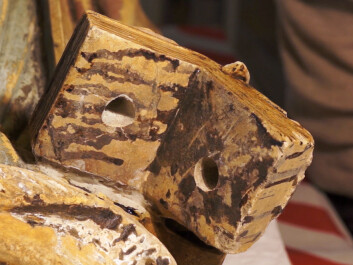 Scientists have yet to explain the two holes in the book Mary is holding, or why the tar appears to have run horizontally across the book. (Photo: Arnfinn Christensen) Scientists have yet to explain the two holes in the book Mary is holding, or why the tar appears to have run horizontally across the book. (Photo: Arnfinn Christensen)