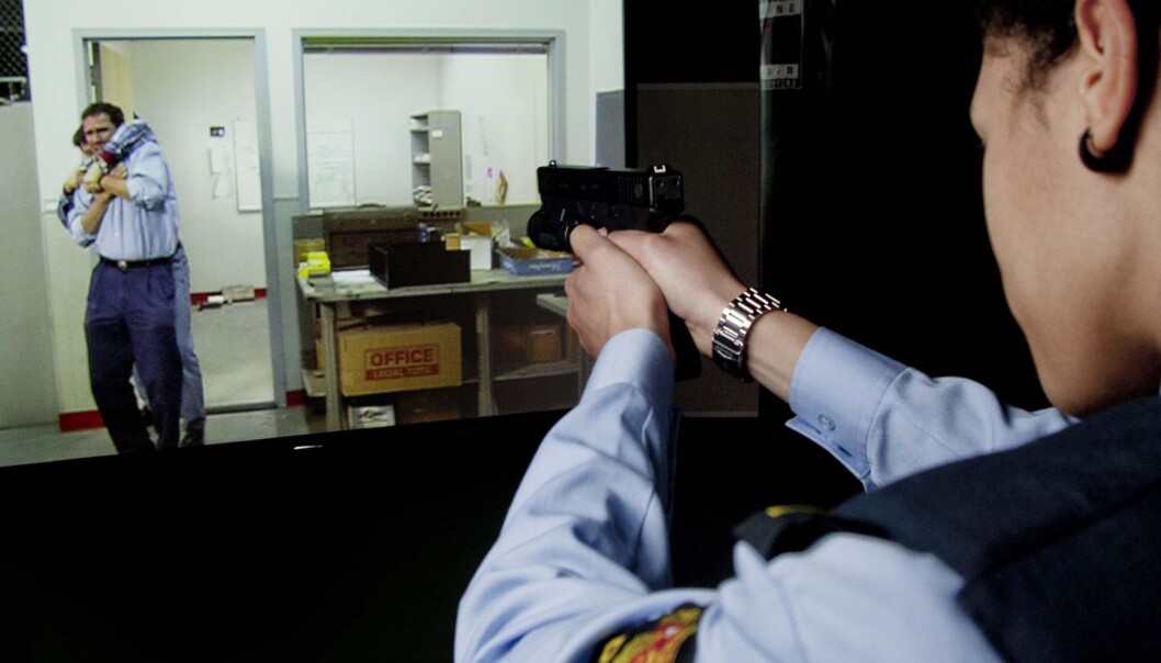 The Firearms Training Simulator (FATS) at the Norwegian Police University College. (Photo: Sveinung Uddu Ystad/Politihøgskolen) The Firearms Training Simulator (FATS) at the Norwegian Police University College. (Photo: Sveinung Uddu Ystad/Politihøgskolen)