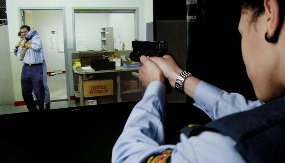 The Firearms Training Simulator (FATS) at the Norwegian Police University College. (Photo: Sveinung Uddu Ystad/Politihøgskolen)