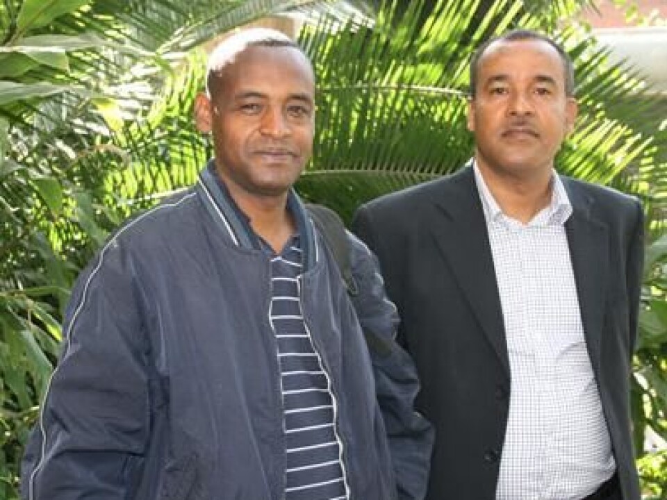 PhD-student Adugna Woyessa (to the left) and project coordinator Wakgari Deressa hope to continue the work with EMAPS. (Photo: Kjersti Brown)