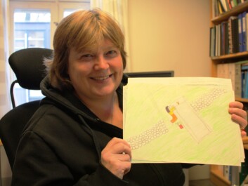 Brit Solli, now a professor and responsible for medieval archaeology at the Museum of Cultural History in Oslo, displays a drawing she was given by fourth-graders in 1991. (Photo: Marianne Nordahl) Brit Solli, now a professor and responsible for medieval archaeology at the Museum of Cultural History in Oslo, displays a drawing she was given by fourth-graders in 1991. (Photo: Marianne Nordahl)