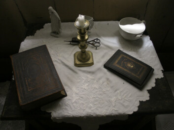 A table in a patient room at the Leprosy Museum. (Reprinted courtesy of the Leprosy Museum St. Jørgens Hospital/ the Bergen City Museum) A table in a patient room at the Leprosy Museum. (Reprinted courtesy of the Leprosy Museum St. Jørgens Hospital/ the Bergen City Museum)