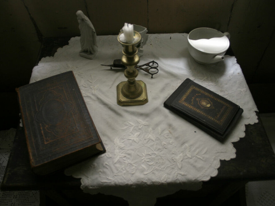 A table in a patient room at the Leprosy Museum. (Reprinted courtesy of the Leprosy Museum St. Jørgens Hospital/ the Bergen City Museum)