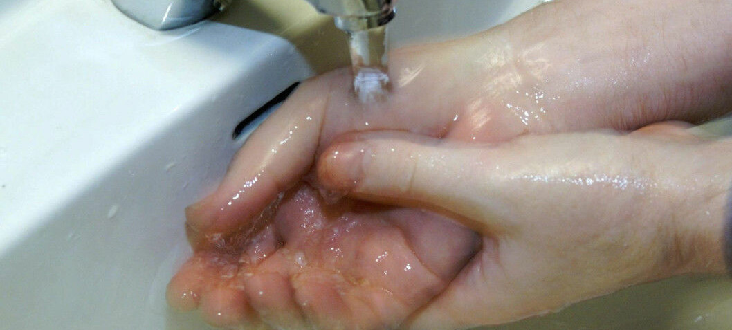 Water containing ozone disinfects hands as well as hand sanitizer