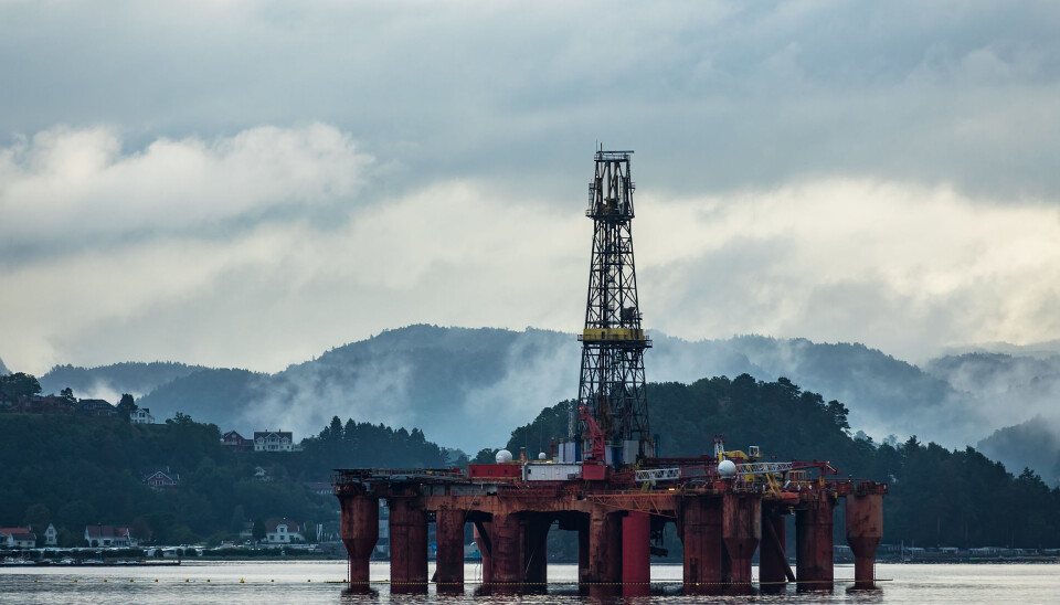 View to the Lyngdalsfjord with drilling rig in Norway. (Photo: Colourbox)