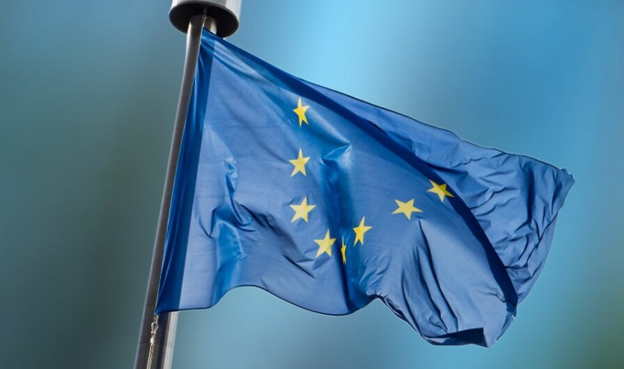 European Union flags against European Parliament