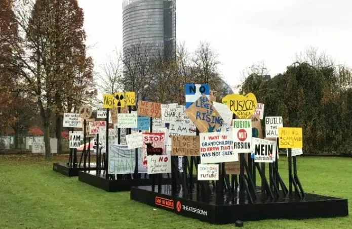 Signs outside COP23 in Bonn. (Photo: Solveig Aamodt)