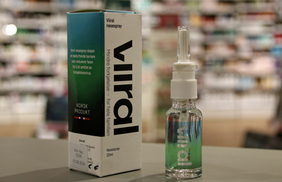 Viiral nasal spray has been available at a number of Norwegian pharmacies.