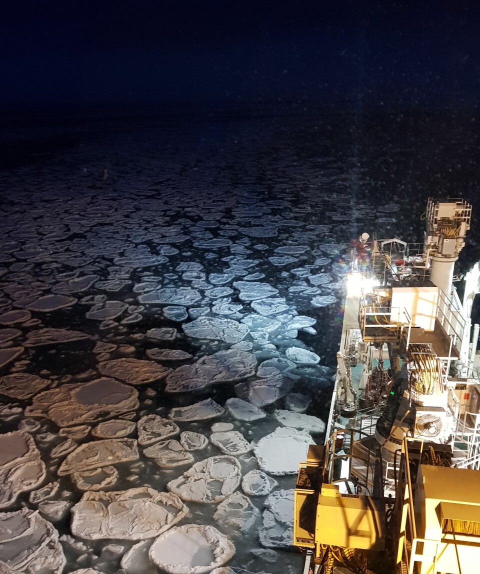 Past and current sea ice conditions influence the cruise track of RV Kronprins Haakon.