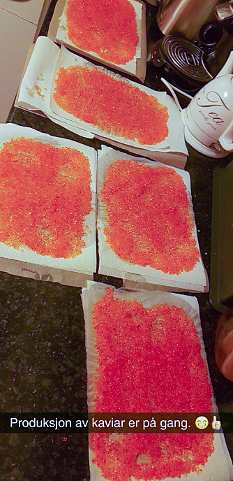 When the roe has been cured, I then place it on kitchen roll on the kitchen counter. When the roe has been cured, I then place it on kitchen roll on the kitchen counter.