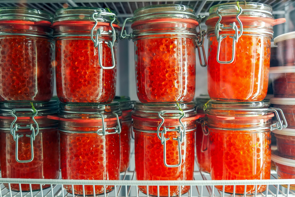 Jars of delicious red caviar are best stored in the fridge.