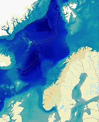 The image shows the North Sea and the Barents Sea, both of which are relatively shallow, and the deep Norwegian Sea. Eggakanten extends north along the coast, all the way past the west side of Svalbard. The area off Vesterålen in Nordland is the shortest way out to the deep sea. The image shows the North Sea and the Barents Sea, both of which are relatively shallow, and the deep Norwegian Sea. Eggakanten extends north along the coast, all the way past the west side of Svalbard. The area off Vesterålen in Nordland is the shortest way out to the deep sea.