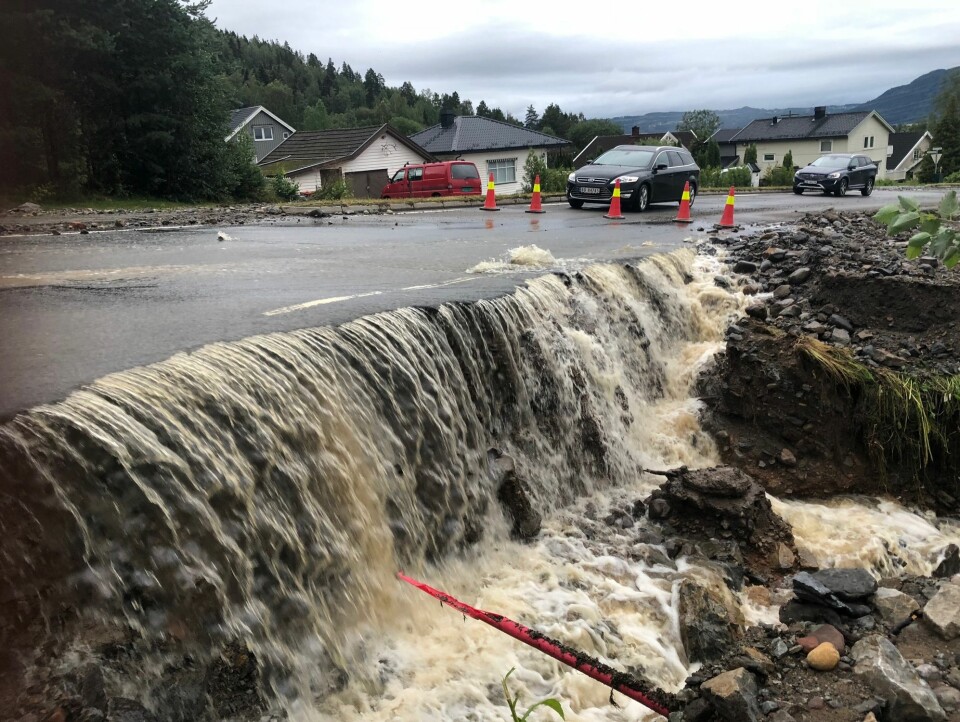 High amounts of rainfall led to flooding in Brumunddal in the autumn of 2019. Climate researchers say Norway will experience more of these kinds of extreme weather events in the future.