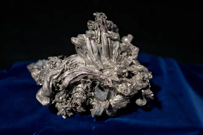This nugget of native silver was found in the Mildigkeit Gottes mine in 1941 and is on display at the Norwegian Mining Museum in Kongsberg.