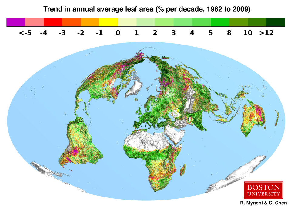 Carbon emissions have made the world a greener place, which has a cooling effect – but it’s not enough