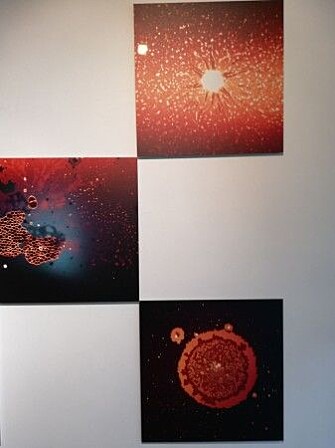 Some of the artwork is reminiscent of images from space. Some of the artwork is reminiscent of images from space.