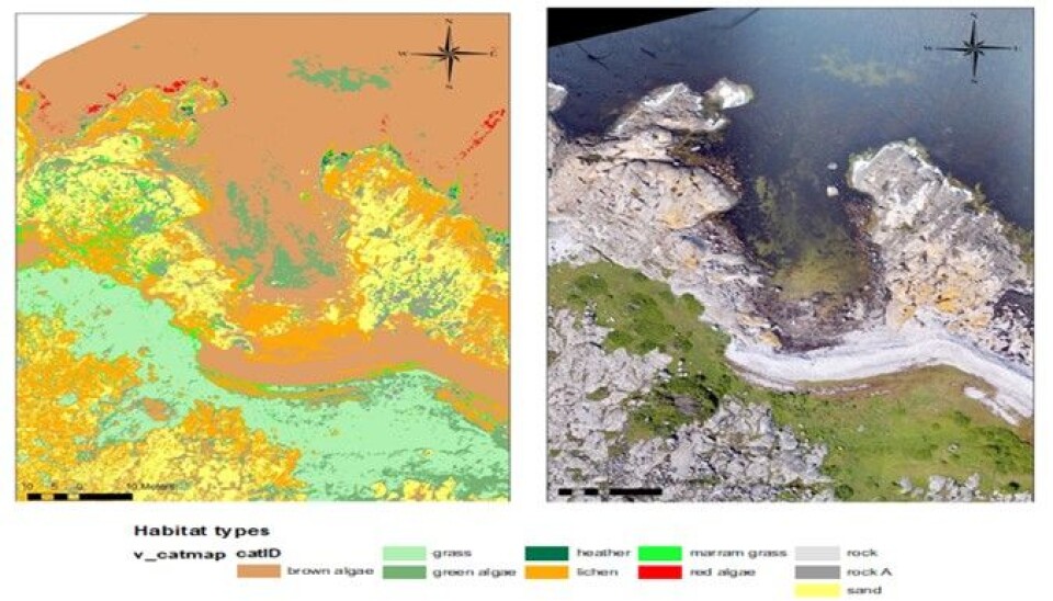 An example of how the drone sees it, and how the eye sees it. An example of how the drone sees it, and how the eye sees it.