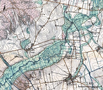 Topography at Sem at the river Kastbjerg Å, Northern Jutland, Denmark Topography at Sem at the river Kastbjerg Å, Northern Jutland, Denmark