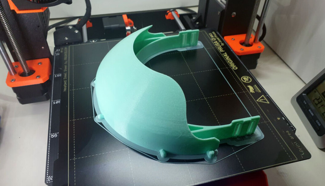 This is what the 3D printed shield looks like. This is what the 3D printed shield looks like.