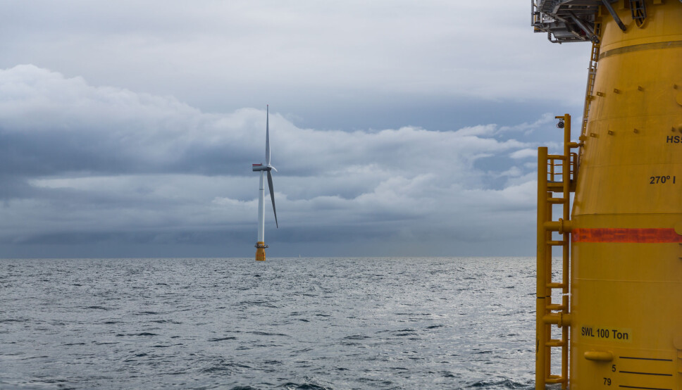 Equinor, Norway’s biggest oil company, has already begun to invest in offshore wind projects, such as this project, Hywind Scotland at Buchan Deep. Photo: Øyvind Gravås/Woldcam/Equino