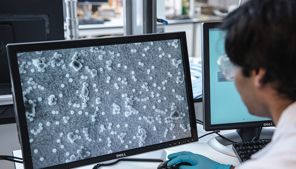 This is what the magnetic nanoparticles look like, greatly enlarged.