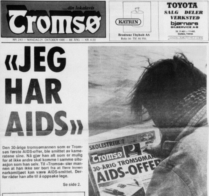 A Tromsø man was one of the first to come forward and say he had AIDS. In parallel with the epidemic, the media started a new way of covering illness, with a focus on the patient, says Elisabeth Jakobsen. A Tromsø man was one of the first to come forward and say he had AIDS. In parallel with the epidemic, the media started a new way of covering illness, with a focus on the patient, says Elisabeth Jakobsen.