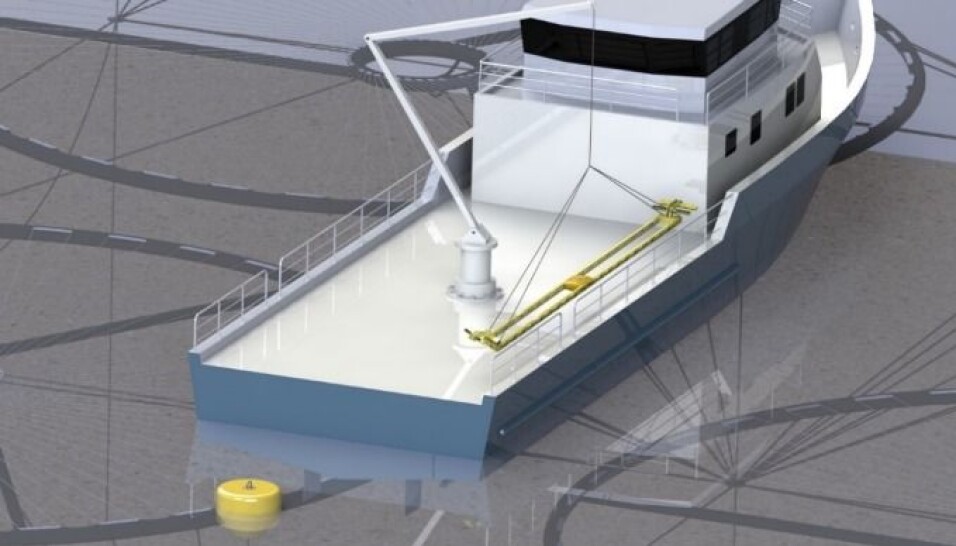 Technology from salmon farming: The Spoke tool uses established technology in an innovative way. The seaweed is grown on spokes fitted to the large wheels. These can be deployed and removed by a robot operated from a service vessel.