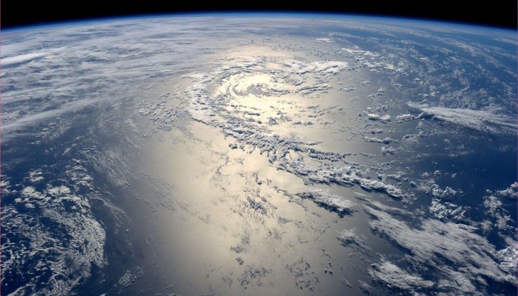 The sun is reflected by the Pacific Ocean, as seen from the International Space Station. The sun is reflected by the Pacific Ocean, as seen from the International Space Station.