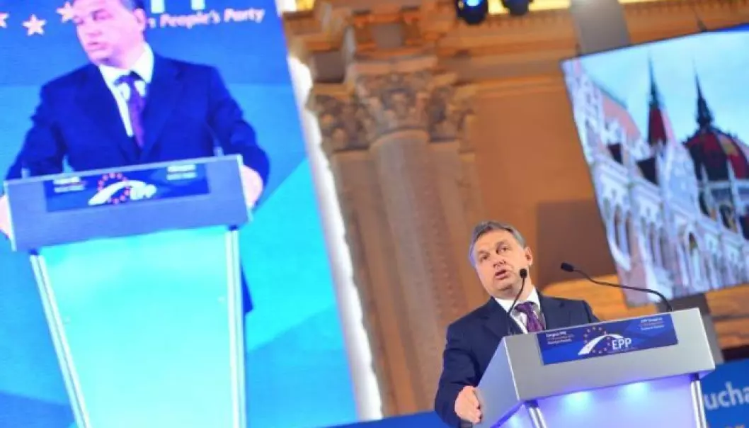 Hungarian PM Viktor Orbán at the 2012 EPP convention in Bucharest