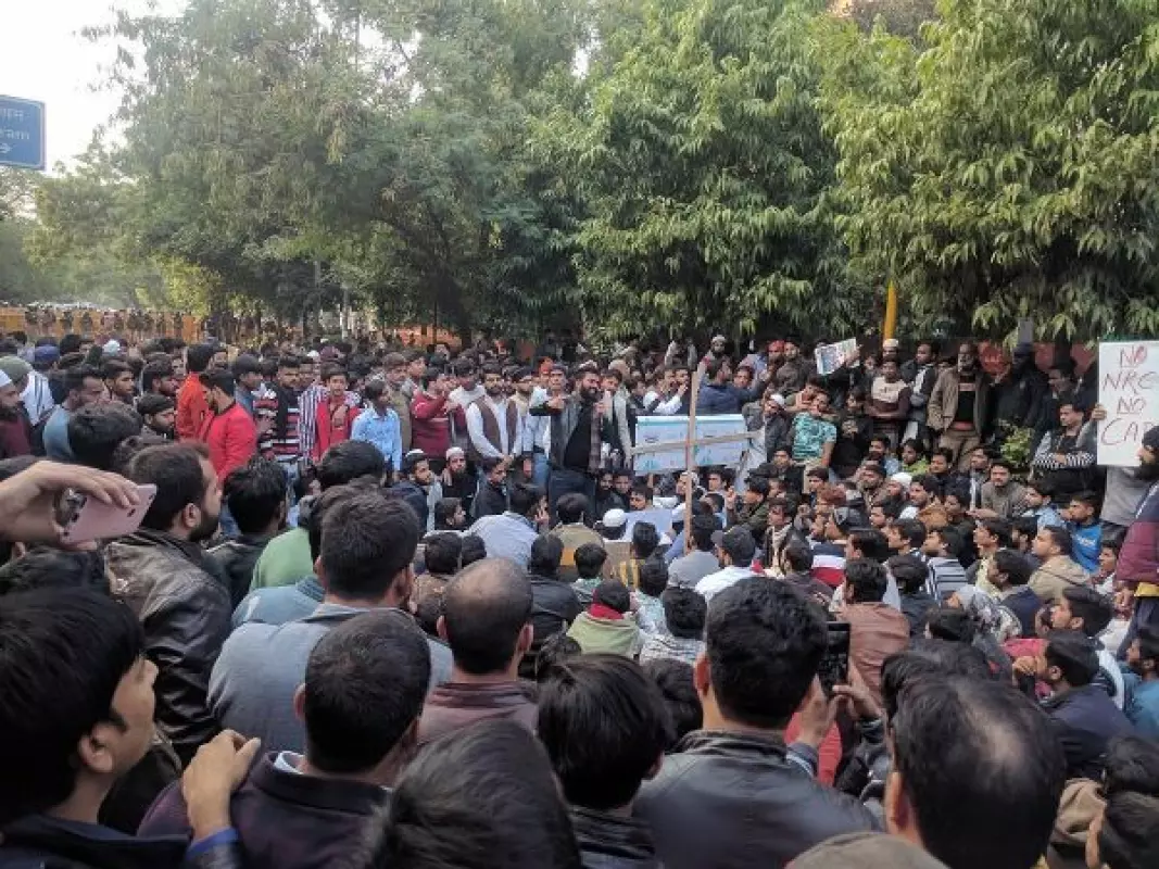 Jamia Millia Islamia students and locals protesting against CAA NRC