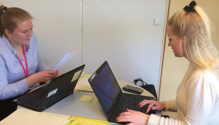 Johanna Dahlberg (at left) and Tiril Tanum processing the study data. Johanna Dahlberg (at left) and Tiril Tanum processing the study data.