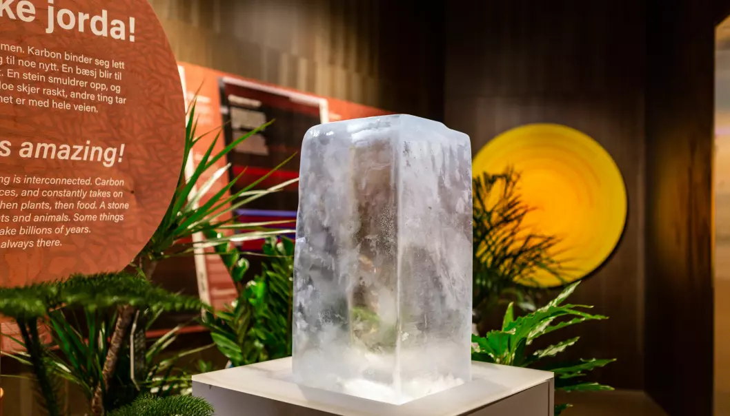 When you touch this ice block in the Climate House you can see how quickly it melts when your hands are warm. This should tell you something about what happens to ice as the climate gets warmer. This ice block needs to be replaced every other day.