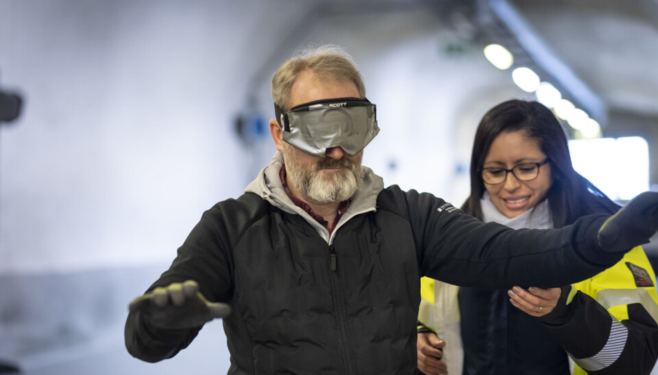 Can sound beacons be used to support evacuations from smoke-filled tunnels? According to new research the answer to this is yes. Picture taken during an experiment conducted in a cavern at Ladehammeren in Trondheim.