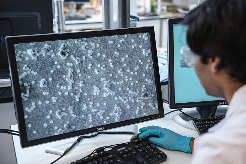 Magnetic nanoparticles in a highly enlarged format. Magnetic nanoparticles in a highly enlarged format.