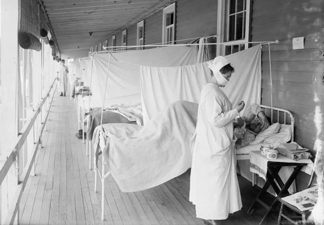 «Nearly everything we know about pandemics emergency preparedness and how the measures affect society long-term comes from the Spanish flu experience», says May-Brith Ohman Nielsen. The photo is from Walter Reed Hospital in Washington D.C in 1918.