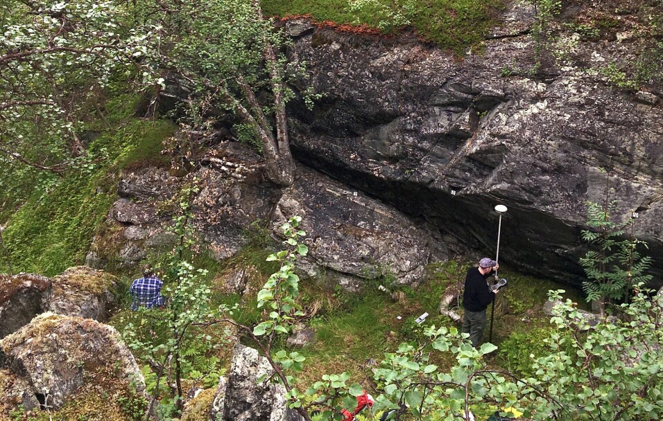 This is the area where the finds were made, beneath the cliff overhang.