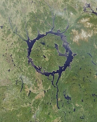 The ring-shaped Lake Manicouagan in Canada’s Quebec Province owes its origin to a meteorite impact 214 million years ago. The ring-shaped Lake Manicouagan in Canada’s Quebec Province owes its origin to a meteorite impact 214 million years ago.