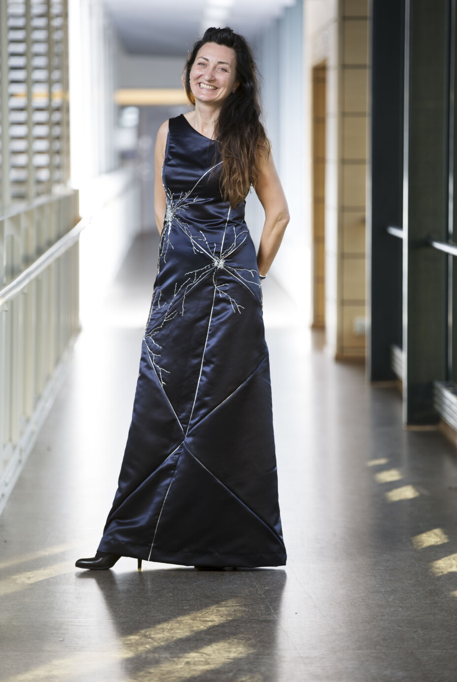 May-Britt Moser, here seen wearing the grid cell-patterned dress she wore for the Nobel Prize ceremony.